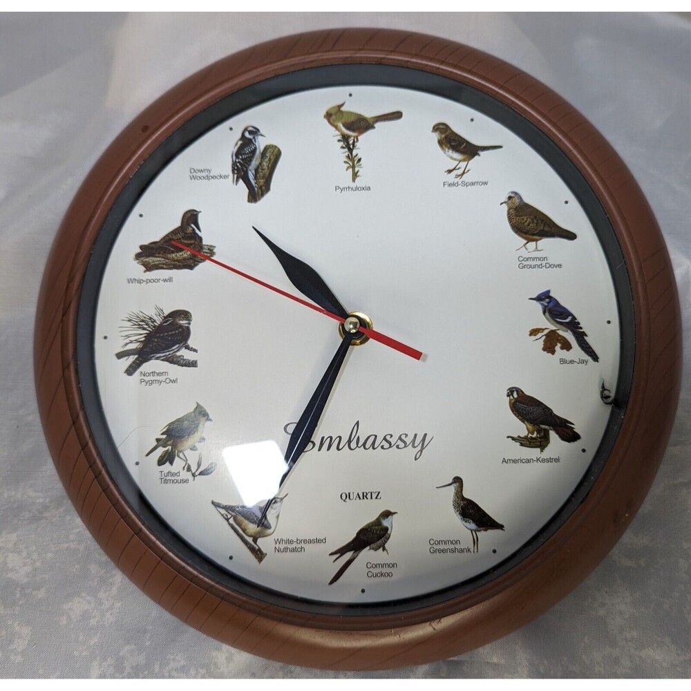 Sangtai 5168 Embassy Quartz Bird Chirping Clock 12 North American Birds🔥👀 10"